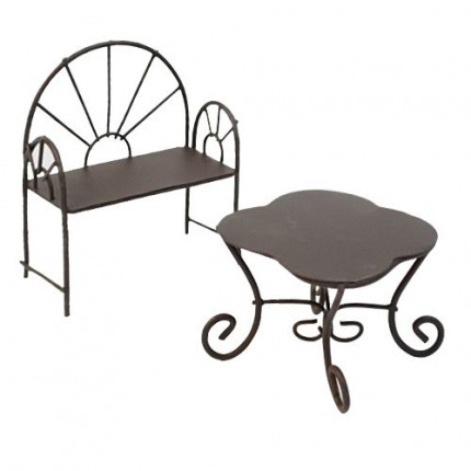 Металлические мини столик-ромашка и кресло коричневые (арт. 485870)