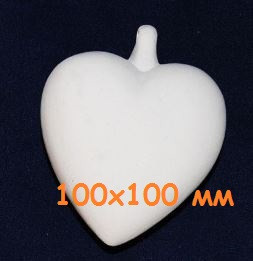 Заготовка керамическая Сердце подвесное (б) h = 100х100 мм (арт. М125)