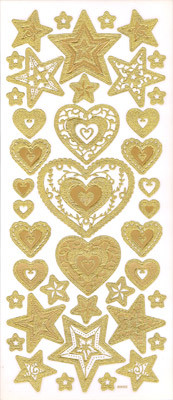 Наклейки трехмерные DAS 09 Сердца (под золото) (арт. DAS)