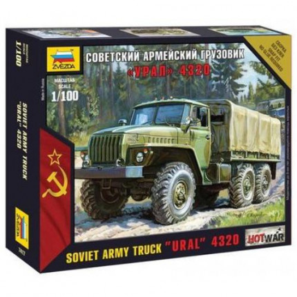 Сборная модель 1:100 Советский армейский грузовик Урал-4320 7417 (арт. 11-107219)