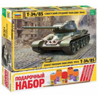 ЗВЕЗДА 11-159195 Сборная Модель 1:35 Советский средний танк Т-34-85 (образец 1944г.) (модель+клей+краски+кисточка) 3687ПН 