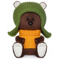 BUDIBASA 11-162380 Мягкая игрушка ЛЕсята. Медведь Федот в шапочке и свитере (15см) (в подарочной коробке) LE15-071, (ООО "МПП") 
