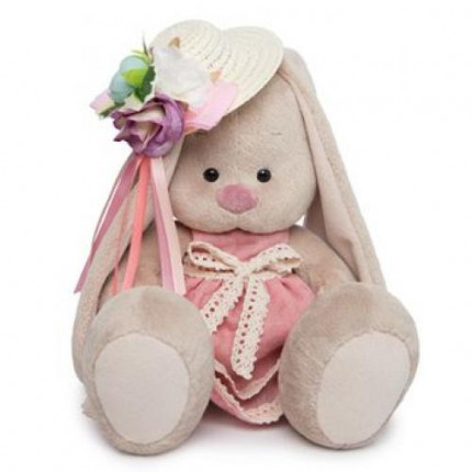 Мягкая игрушка BudiBasa Зайка Ми в бледно-розовом платье и шляпке с цветами 18см SidS-256,  "МПП" (арт. 11-167690)