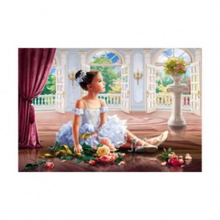 Картина по номерам Маленькая балерина с букетом цветов 40*50см, акриловые краски, кисти Х-3494, (арт. 11-171295)