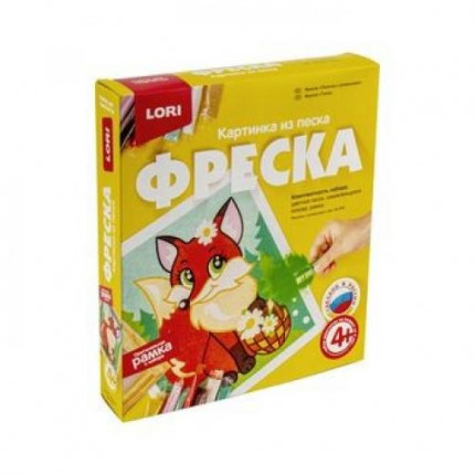 Фреска. Картина из песка. Лисичка с ромашками (самоклеящаяся основа, цветной песок, рамка) (в коробке) (от 4 лет) Кп054, (ООО "7-Я") (арт. 11-176326)