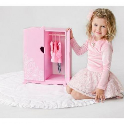 Мебель для кукол. Шкаф (розовый, с дизайнерским цветочным принтом, 43*46*6см) (дерево) (в коробке) 72419, DiamondPrincess  (арт. 11-178901)