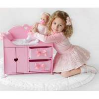 Прочие 11-179247 Diamond Princess Мебель для кукол. Пеленальный стол 3в1 (розовый, комод, шкаф, кровать, с постельным бельем и мягкими корзинами, 43*46*6см) (дерево) (в коробке) 72319, (ООО ПК "Лидер") 
