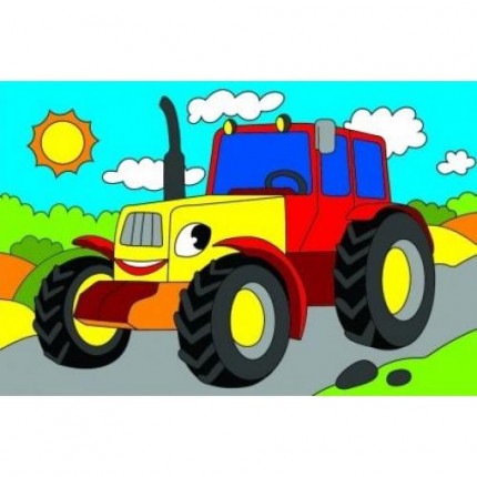 Картина по номерам Мини Веселый трактор (10*15см, акриловые краски, кисть) Х-9361 (арт. 11-180959)