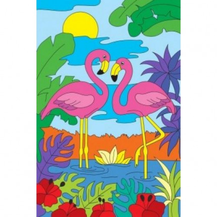 Картина по номерам  Два ярких фламинго (20*30см, акриловые краски, кисть) Х-2566, (Рыжий кот) (арт. 11-182869)