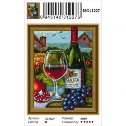 Алмазная мозаика3D Натюрморт с вином (40*50см, стразы круглые, контейнер, основа-холст с подрамником) TSGJ1227 (арт. 11-183652)