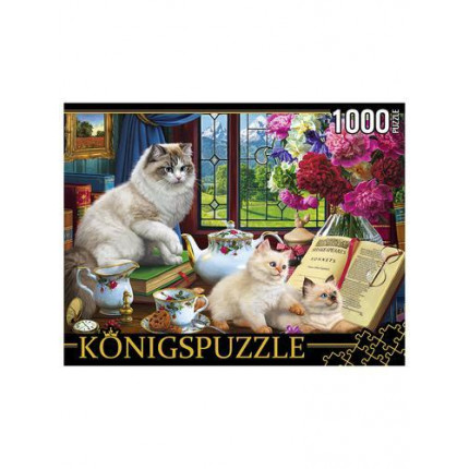 Пазлы 1000 дет. Коты и чайный сервиз ХK1000-3590, (Рыжий кот) (арт. 11-185539)