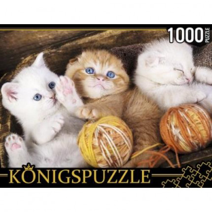 Пазлы 1000 дет. Три котенка с клубками ШТK1000-0644, (Рыжий кот) (арт. 11-185651)