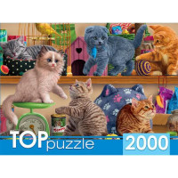 Рыжий кот 11-188283 Пазлы 2000 дет. Смешные котята в зоомагазине ХТП2000-1596, TOPpuzzle 