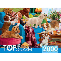 Рыжий кот 11-188284 Пазлы 2000 дет. Щенки одни дома ХТП2000-1597, TOPpuzzle 