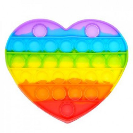 Тактильная развивающая игрушка POP IT (сердце, радужная) (силикон) (от 3 лет) 7004601 (арт. 11-191473)