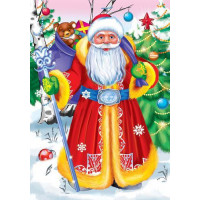 Рыжий кот 11-196272 Картина по номерам  Добрый новогодний волшебник (17*22см, акриловые краски, кисти) ХК-2272, 
