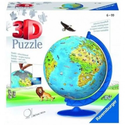 3D Пазл 180 дет. Глобус. Детский мир (+аксессуары) (пластик) 12338, (Ravensburger) (арт. 11-201864)