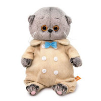 BUDIBASA 11-202845 Мягкая Игрушка Кот Басик BABY в комбинезоне из твида (20см) (в подарочной коробке) BB-091, (ООО "МПП") 