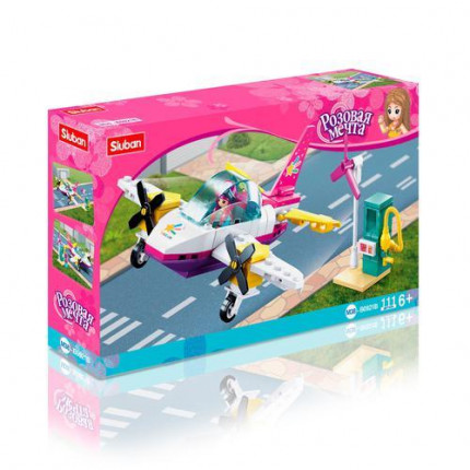Конструктор SLUBAN 111 дет. Розовая мечта. Прогулочный самолет (фигурка) (в коробке) (от 6 лет) M38-B0921B, (Century Youyi Toys Co., Ltd) (арт. 11-204175)