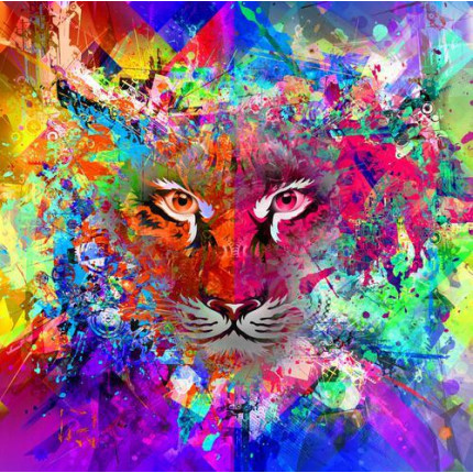 Картина по номерам Цветной тигр 40*50см, акриловые краски, кисти Х-3004, (арт. 11-208531)