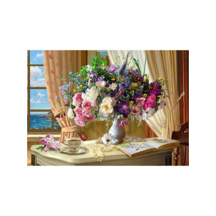 Картина по номерам Натюрморт и цветы у окна 40*50см, акриловые краски, кисти Х-8262, (арт. 11-208534)
