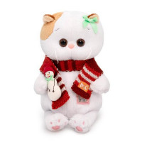 BUDIBASA 11-210638 Мягкая игрушка Кошечка Ли-Ли BABY в шарфике со снеговичком (20см, в подарочной коробке) LB-088, (ООО "МПП") 