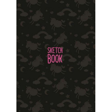 Скетчбук Единороги (черный) (розовые листы) (А5), (Проф-Пресс, 2020), 7Б, c.160 (арт. 13-834171)