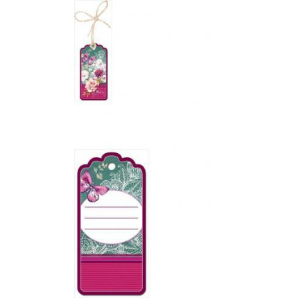 Бирка-шильдик для подарка "Цветы" (мини, подвеска, вырубка, на шнурке) 2901294 (арт. 13-864057)