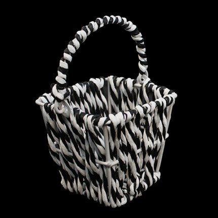 Мини-корзинка плетёная 70 (8*5,5*12см),  цвет:черно-белый (арт. 7712338)