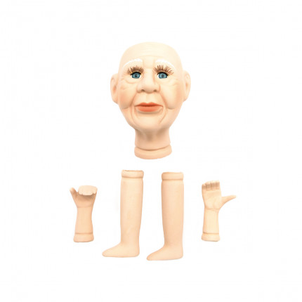 AR909 Набор для изготовления декоративной куклы 'Дедушка' - голова, 2 руки, 2 ноги, фарфоровые 12см (голубые глаза) (арт. 7728896-00001)