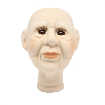 AR909 Голова для изготовления декоративной куклы 'Бабушка', фарфор 12см (карие глаза) (арт. 7730414-00001)