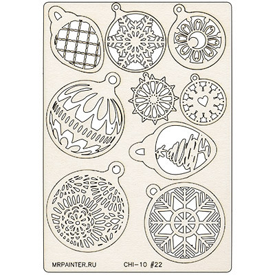 Чипборд картонный "Mr.Painter" CHI-10  11.5 х 16.5 см 1 шт. 22 "Новогодние шары" (арт. CHI-10)