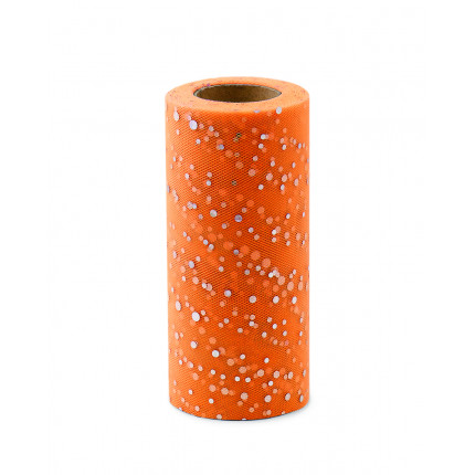 Фатин с блестками нейлоновый ш.15 см оранжевый (арт. ФШ-8-12-31939.012)