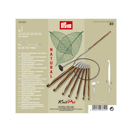 Набор тунисских крючков для вязания, дерево/металл (набор), 3,5-8 мм, упак./8 шт., Prym 223810 (арт. ГММ-14883-1-ГММ064617047634)