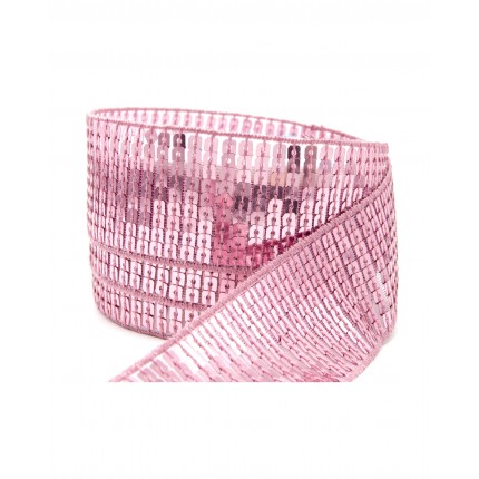 Лента лампас с пайетками ш.40 мм розовый 1 метр (арт. ЛТОТ-108-14-36466.014)