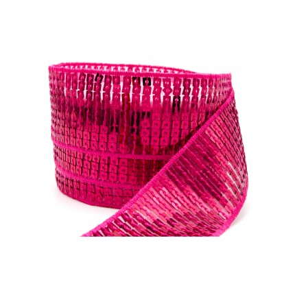 Лента лампас с пайетками ш.40 мм розовый 1 метр (арт. ЛТОТ-108-7-36466.012)