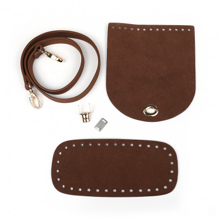 Набор для изготовления сумки из экозамши (коричневый/золото) коричневый (арт. МГ-108344-1-МГ0957660)