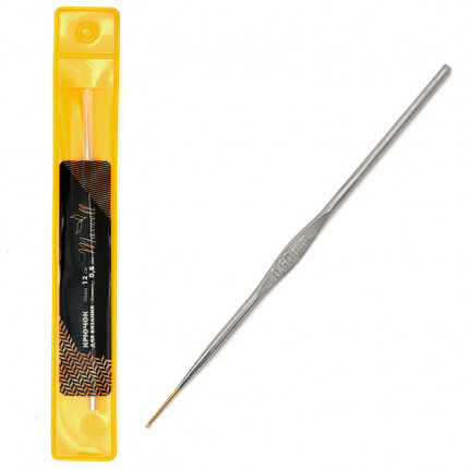 Крючок для вязания Maxwell Gold односторонний с золотой головкой никель 0,6 мм, 12см (арт. МГ-50397-1-МГ0615547)