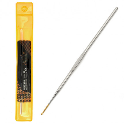 Крючок для вязания Maxwell Gold односторонний с золотой головкой никель 1,0мм, 12см (арт. МГ-50401-1-МГ0615551)