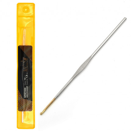 Крючок для вязания Maxwell Gold односторонний с золотой головкой никель 1,8мм, 12см (арт. МГ-50409-1-МГ0615559)