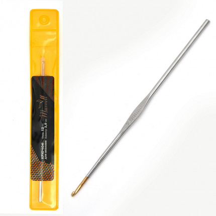 Крючок для вязания Maxwell Gold односторонний с золотой головкой никель 2,0мм, 12см (арт. МГ-50411-1-МГ0615562)