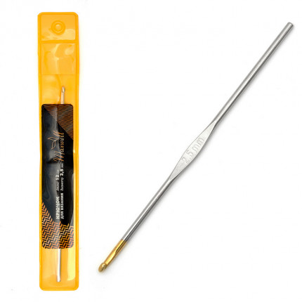 Крючок для вязания Maxwell Gold односторонний с золотой головкой никель 2,5мм, 12см (арт. МГ-50413-1-МГ0615565)