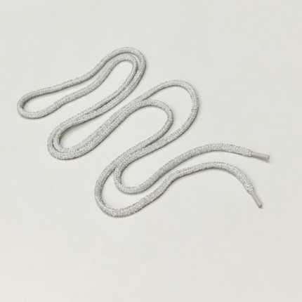 Шнурок круглый белый с люрекс серебро 130см , 2135001347934 (арт. N0004087)