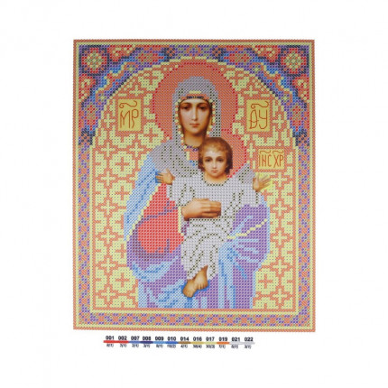 Схема для вышивания №1 Канва/ткань с рисунком "Нова Слобода" №1 для вышивания бисером формат А4 БИС 9006 "Богородица Леушинская"