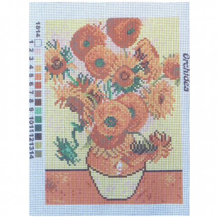 Схема для вышивания 1814 Рисунок на канве 18*24 см Orchidea "Цветы в вазе оранжевые"