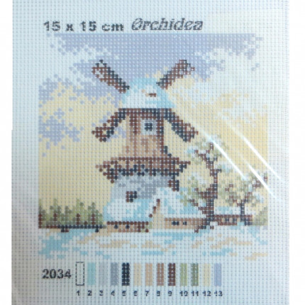 Схема для вышивания 2034 Рисунок на канве 15*15 см Orchidea "Мельница"