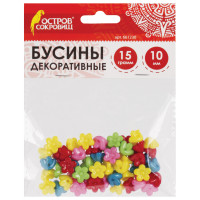 ОСТРОВ СОКРОВИЩ 661230 Бусины для творчества "Цветы", 10 мм, 15 грамм, 5 цветов, ОСТРОВ СОКРОВИЩ, 661230 