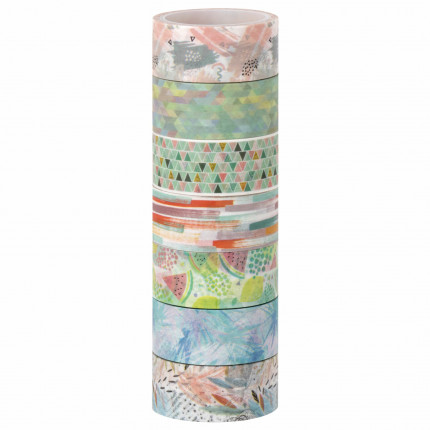Клейкие WASHI-ленты для декора "Микс №1", 15 мм х 3 м, 7 цветов, рисовая бумага, ОСТРОВ СОКРОВИЩ, 661709 (арт. 661709)