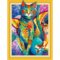 ОСТРОВ СОКРОВИЩ 662450 Картина стразами (алмазная мозаика) сияющая 40х50 см, ОСТРОВ СОКРОВИЩ "Восточный кот", без подрамника, 662450 