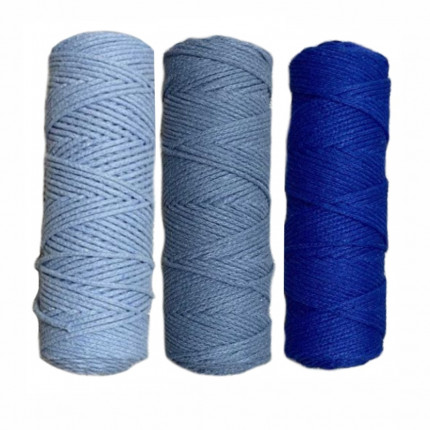 Набор шнуров хлопковых 4 мм (голубой+джинс+синий) (арт. 1)